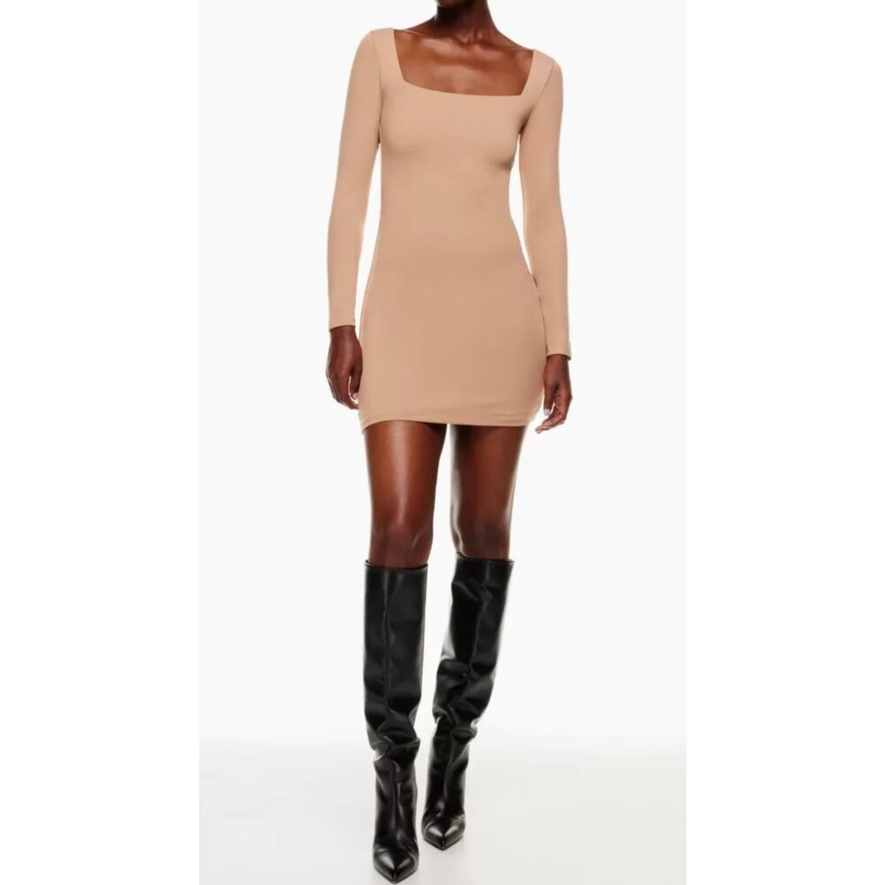 Babaton Contour Squareneck Mini Dress Tan Size L